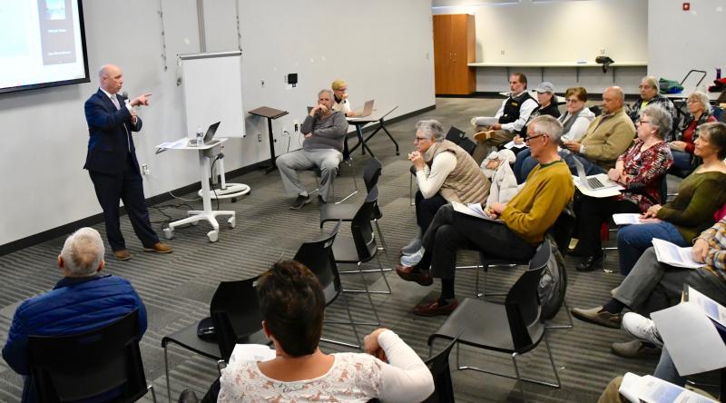 Sussex County Administrator Todd Lawson is guest speaker at the March 14 meeting of the Sussex Preservation Coalition at the Lewes library. RON MACARTHUR PHOTOS