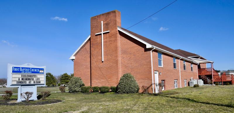 The current First Baptist Church of Lewes, along Kings Highway, dates back more than 60 years. Church leaders have plans to tear down the old church and build a new one. RON MACARTHUR PHOTO