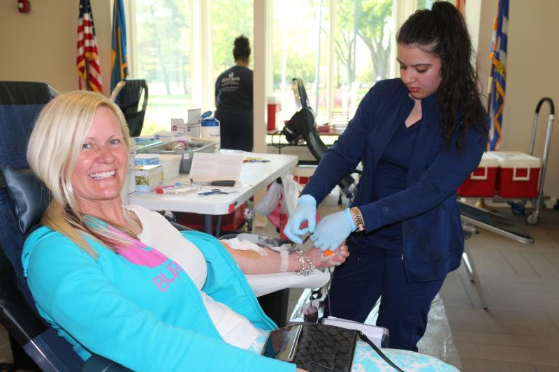 Tracy Zigman, you’re a life saver, literally. Zigman’s blood type is B-negative, the second rarest. She said she donates every quarter. Shown are Zigman and Tonimarie Ruggerio.