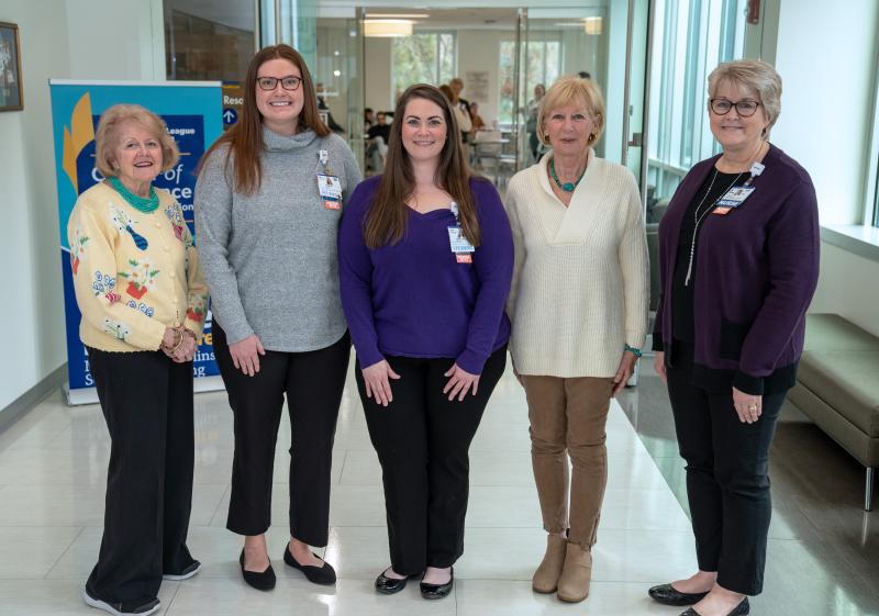 Gathered for the scholarship presentation are (l-r) Carole Suchanek, VIA scholarship chair; recipients Kirsten Taylor and Mary Helen Waltjen; Kate McKenzie, VIA president; and Tracy Bell, School of Nursing program coordinator. SUBMITTED PHOTO