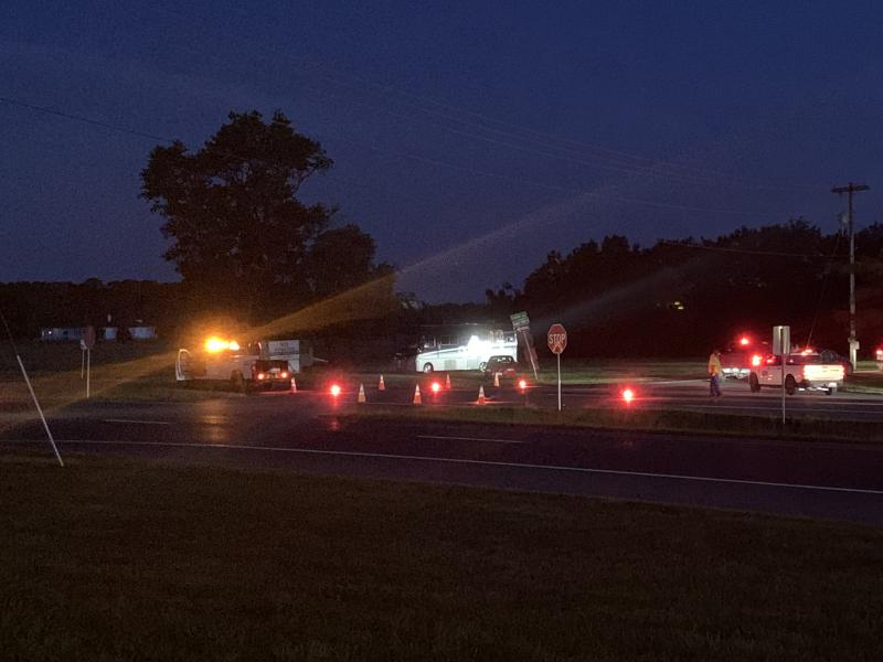 Southbound Route 1 traffic was diverted at Hudson Road.