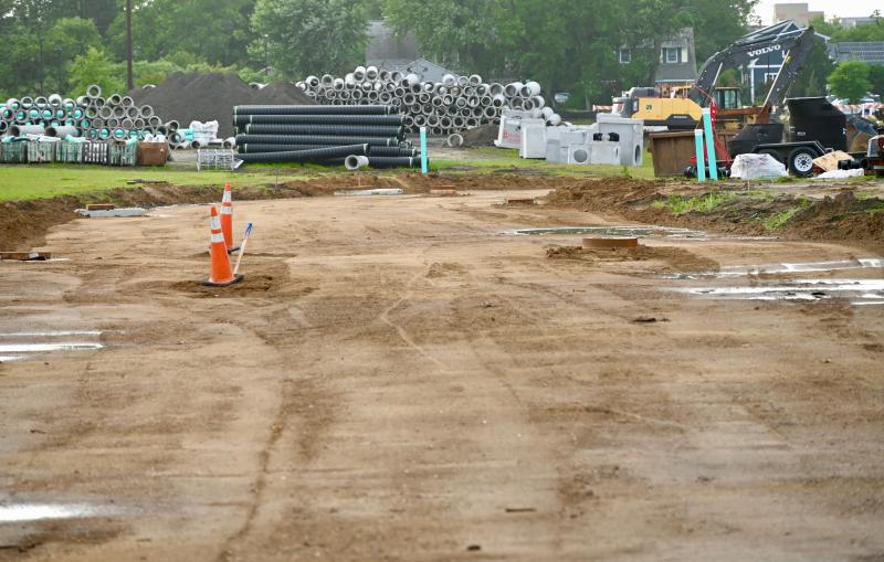 Work is underway to construct Monroe Avenue Extended off Freeman Highway. The road will connect businesses, Showfield and Olde Towne at White’s Pond, which has site work underway. RON MACARTHUR PHOTOS