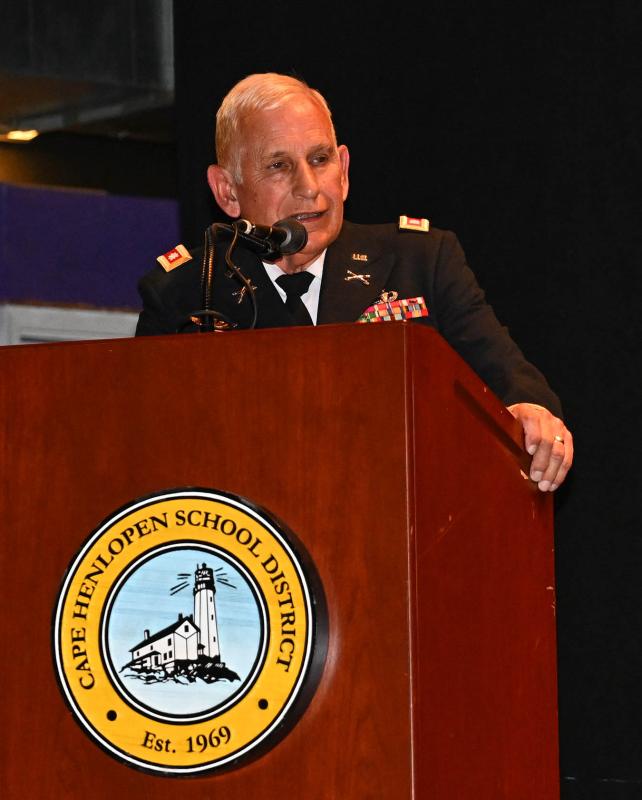 JROTC senior Army instructor Lt. Col. Ronald Erale gives remarks at the event.