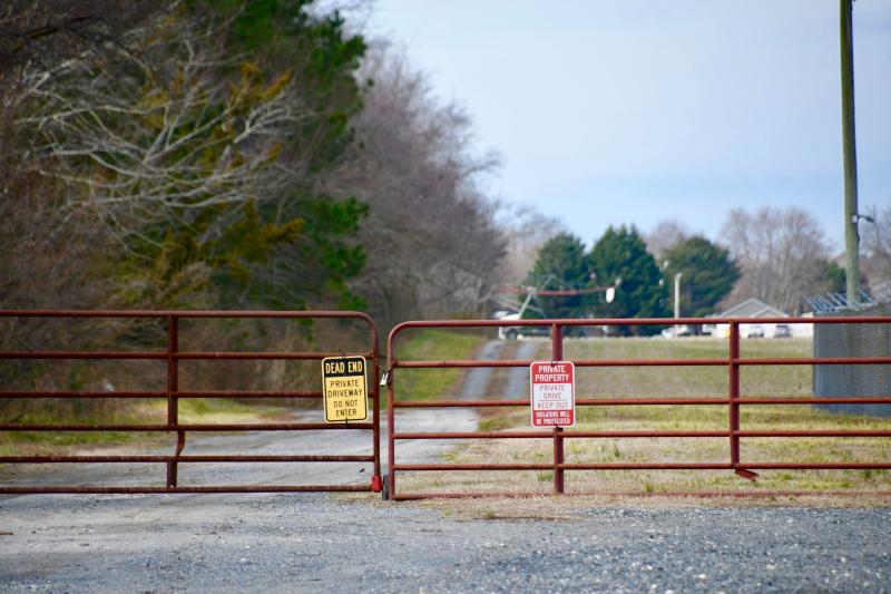Access to the farmland property would be off Janice Road to the location of the this gated entrance. RON MACARTHUR PHOTO
