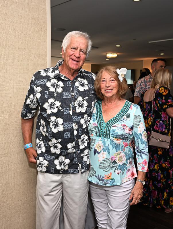 Nick and Cindy DelCampo show their beachwear at the event.