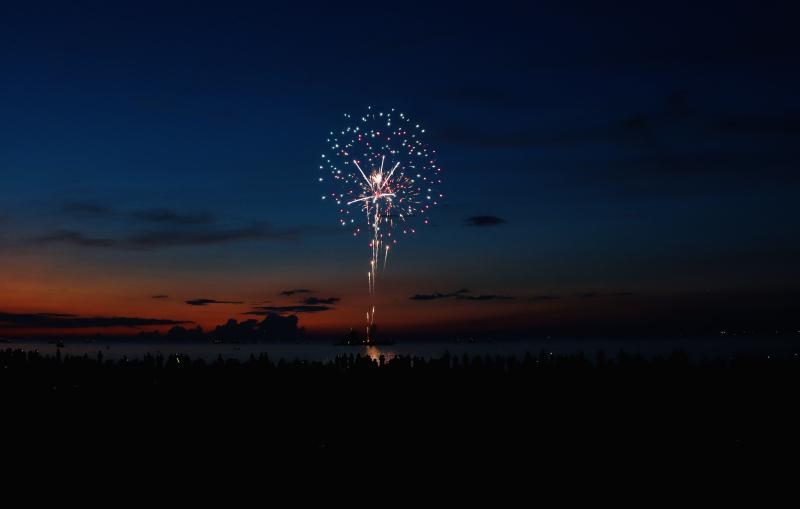 The first firework launched at about 9 p.m. as the sky still glowed. BILL SHULL PHOTO