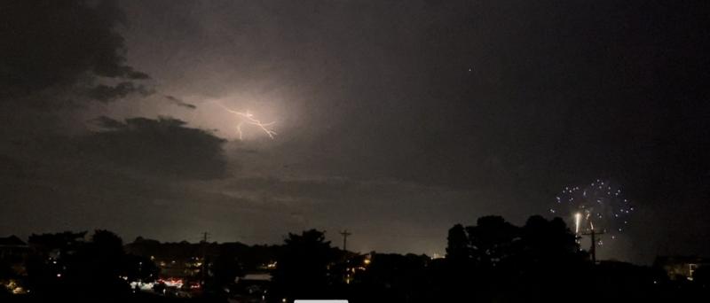 Lightning and fireworks are captured in one shot in an image submitted by Dan Hirschfeld. SUBMITTED PHOTO