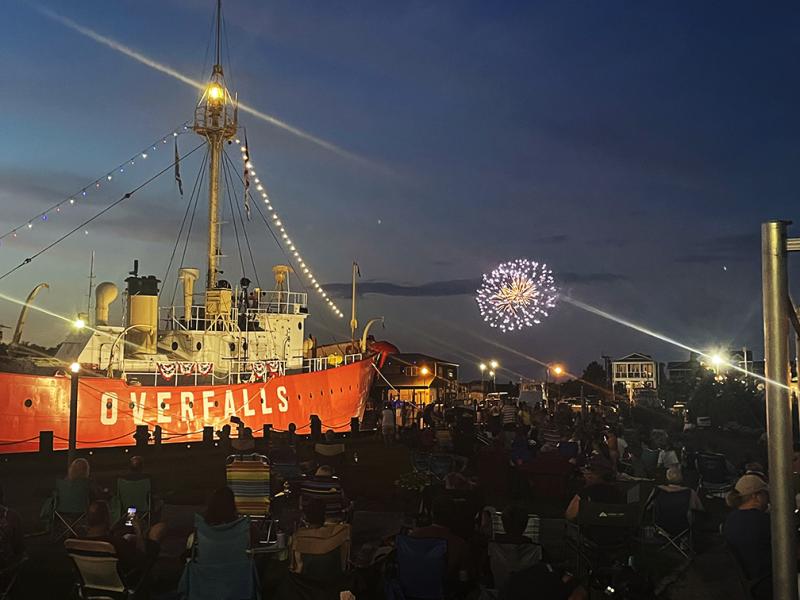 A popular viewing spot is Canalfront Park near the Lightship Overfalls, where all the fireworks can be seen with few obstructions. NICK ROTH PHOTO
