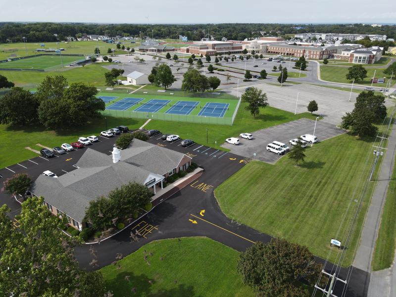 Cape Henlopen High School sits on about 60 acres. The district office comprises six of those acres, including the tennis courts. NICK ROTH PHOTO