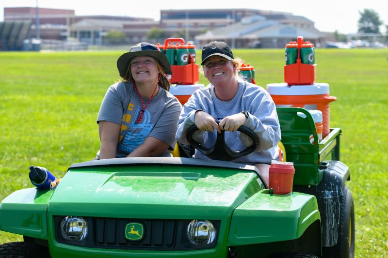 Cape trainers Hollyann Wettstein and Ashley Schuster cruise by at practice.