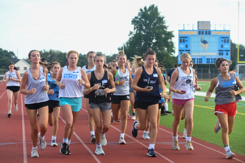 Cape hockey is timed in the two-mile run on day 1. The group is broken into two heats. DAVE FREDERICK PHOTOS