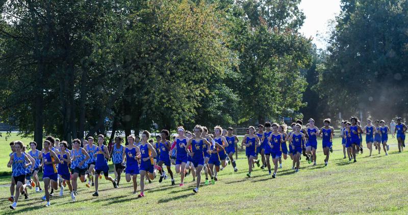 The start of the boys’ tri-meet between Cape, Caesar Rodney and Sussex Central. DAVE FREDERICK PHOTOS