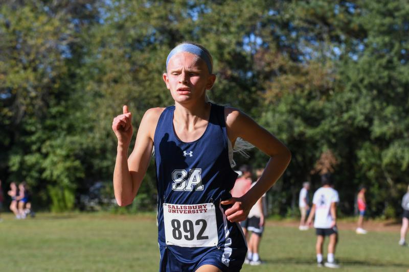 Sussex Academy eighth-grader Paige Ballinger takes second place in 18:48.