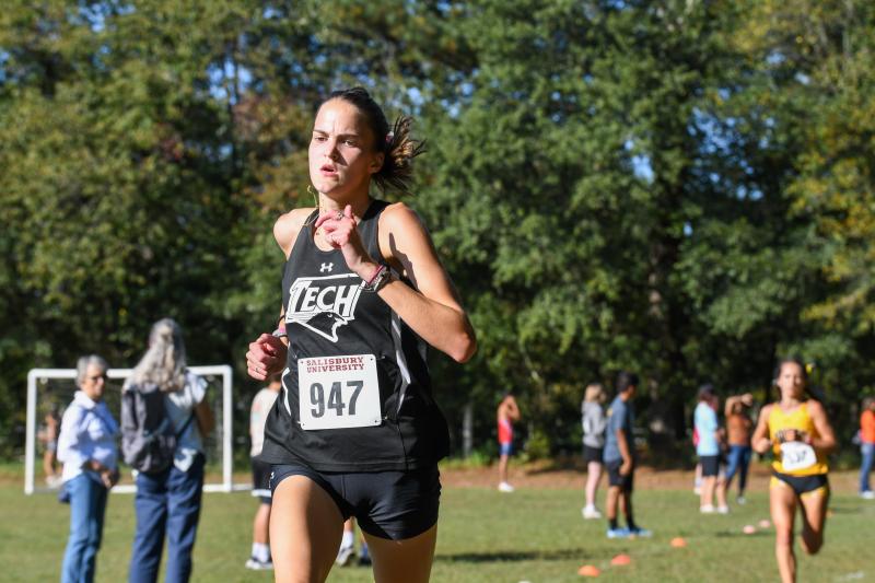Arina Varrato of Sussex Tech registers a time of 20:00.