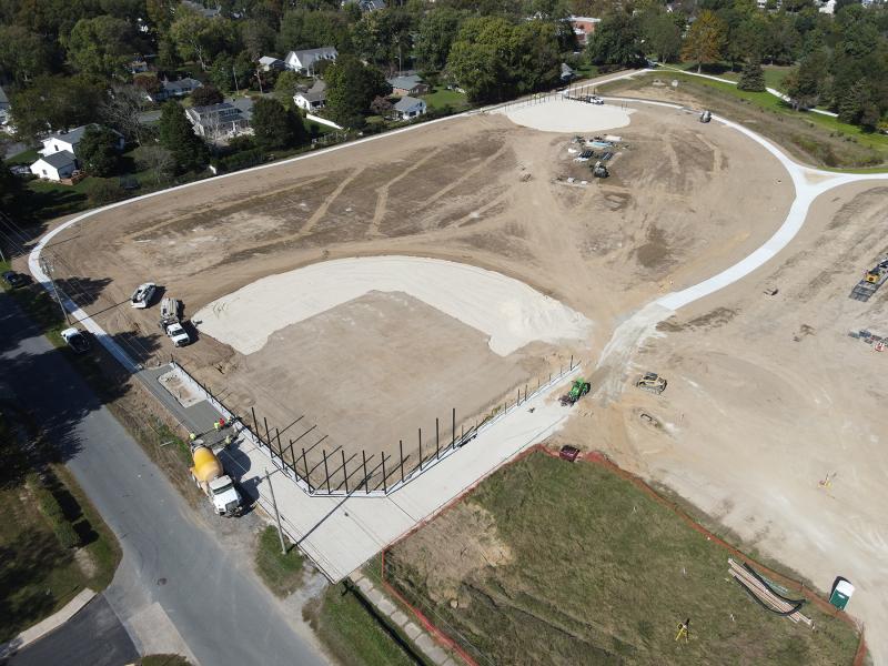 New baseball and softball fields are encircled by a path. Athletic fields will not be lighted. NICK ROTH PHOTO