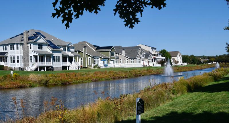Should stormwater retention ponds, like this one along Gills Neck Road near Lewes, be counted in a developer’s open space calculation? That’s a question Sussex County officials will debate as they take a serious look at open space regulations. RON MACARTHUR PHOTOS
