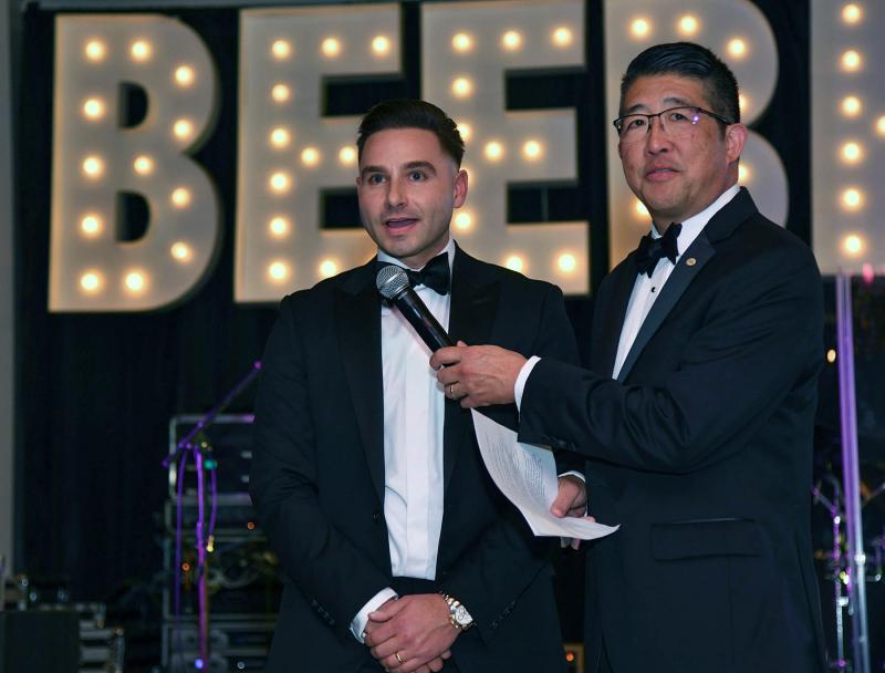 Tom Trobiano, executive director of cardiovascular, neuroscience and clinical operations, left, speaks about the Beebe cath labs with Dr. David Tam, Beebe Healthcare president and CEO.