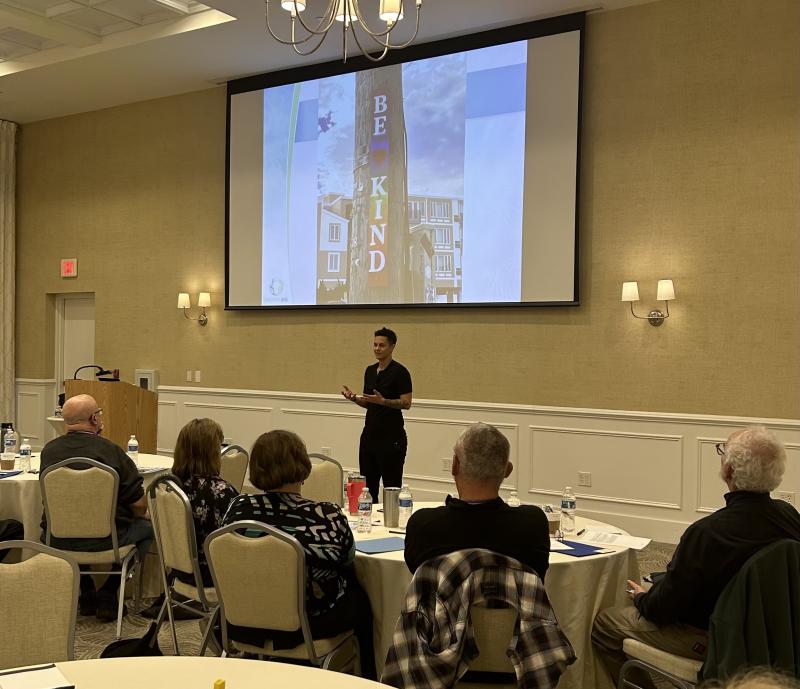 Dr. Sarah Burgamy presents information about identity development and the shifting identity landscape at the Delaware Psychological Association’s 21st annual convention at Hyatt Place Dewey Beach Nov. 9-10. SUBMITTED PHOTO