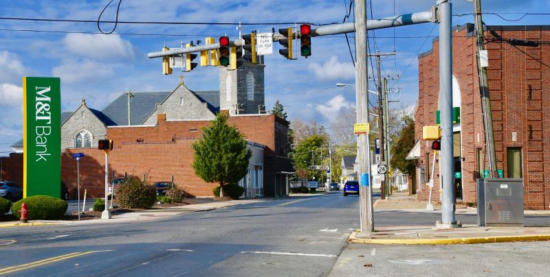 Two banks are the anchor buildings in downtown Laurel. RON MACARTHUR PHOTO