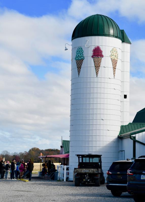 The familiar Hopkins Farm silo is a landmark of the popular ice cream shop along Route 9 near Lewes.
