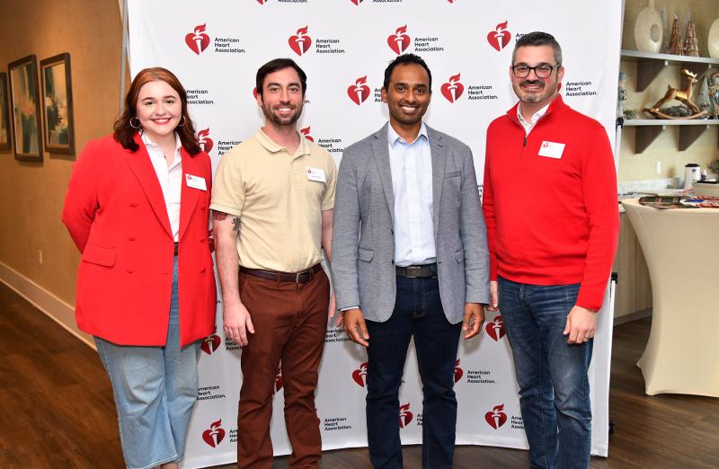 Dr. Thinesh Sivapatham, associate director of the Comprehensive Stroke Program of ChristianaCare, stands with members of the American Heart Association. Shown are (l-r) Ellen Vild, Adam Miller, Sivapatham and Shaun Gines.