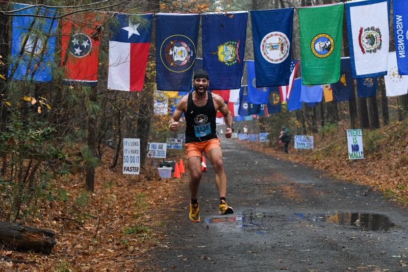 James Anderson flies to the flags in the half marathon.