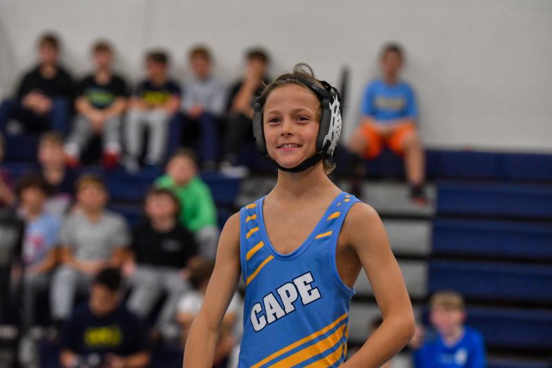Finn Gannon started off the Beacon-Georgetown match with a pin at 76 pounds.