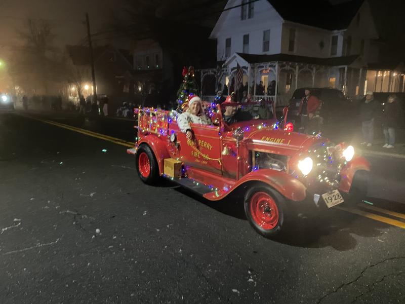 Rick and Patti drive their 1928 Chevy Coupe, which is made to look like a fire engine. They won top honors in the classic car division.