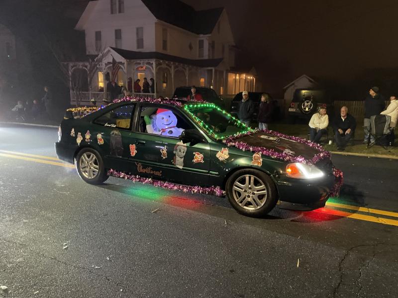 One of the Lowered Habits Car and Truck Club entries is decked out for the holiday.