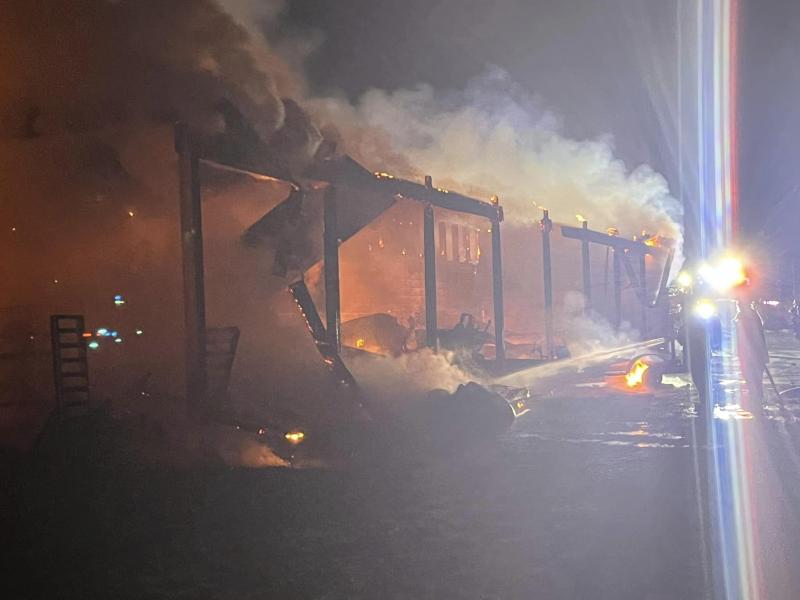 An Ellendale barn burns Feb. 14. ELLENDALE FIRE CO. PHOTOS