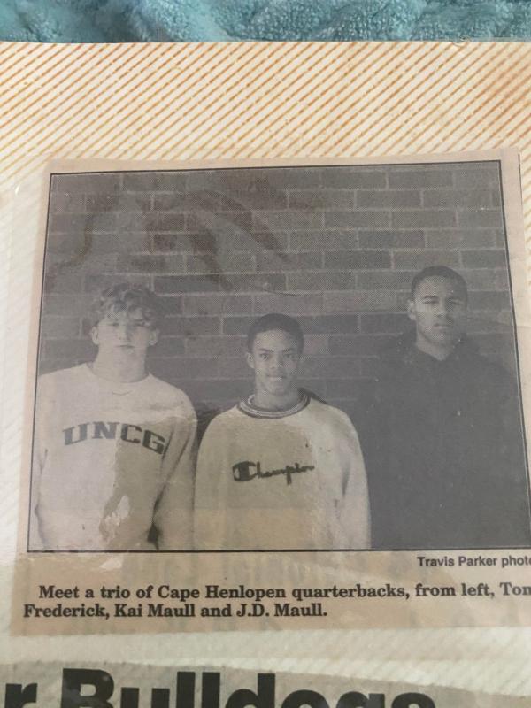 The Cape quarterback room of 1994. Shown are (l-r) Tom Frederick, Kai Maull and J.D. Maull. TRAVIS PARKER PHOTO