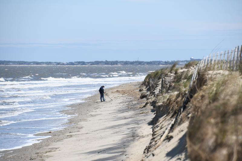 The bayshore dunes and beaches are subject to storm damage each year like this erosion that took place at Broadkill Beach. RON MACARTHUR PHOTOS