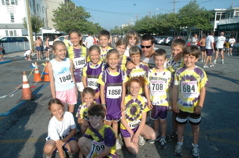 Seashore Striders kids from 2007. Logan Shuttleworth is wearing bib No. 1858. Tim Bamforth is wearing sunglasses in the back row. DAVE FREDERICK PHOTO
