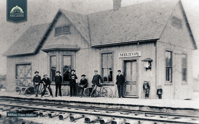 This undated photograph shows the Milton train station. SOURCE: DELAWARE PUBLIC ARCHIVES