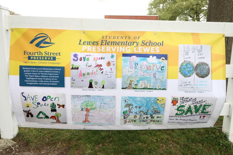Some of the winning entries from in the Open Space Alliance Earth Day poster contest at Lewes Elementary School.