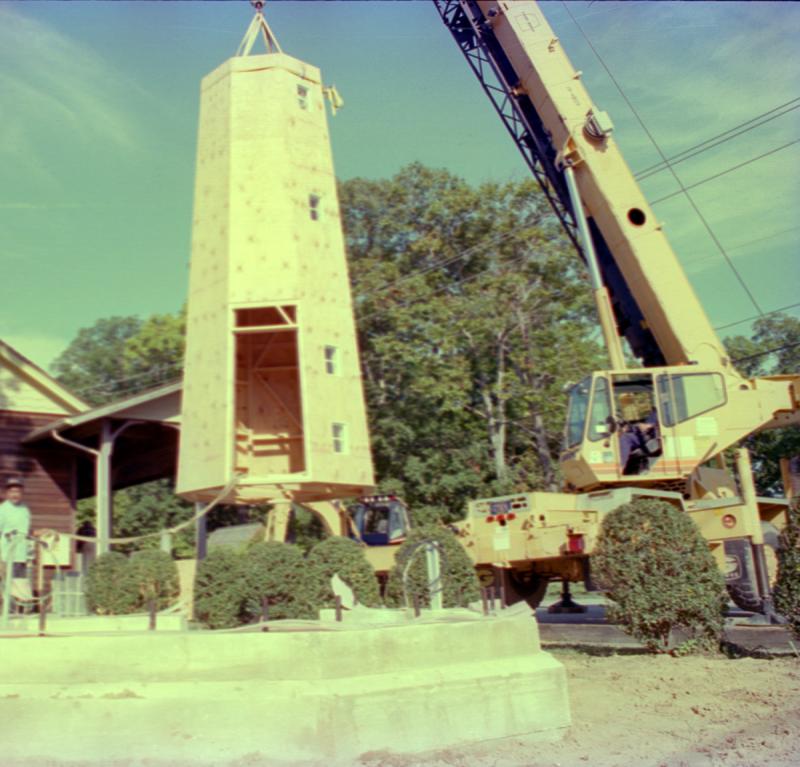 The new lighthouse is installed near the Chamber of Commerce adjacent to Grove Park.