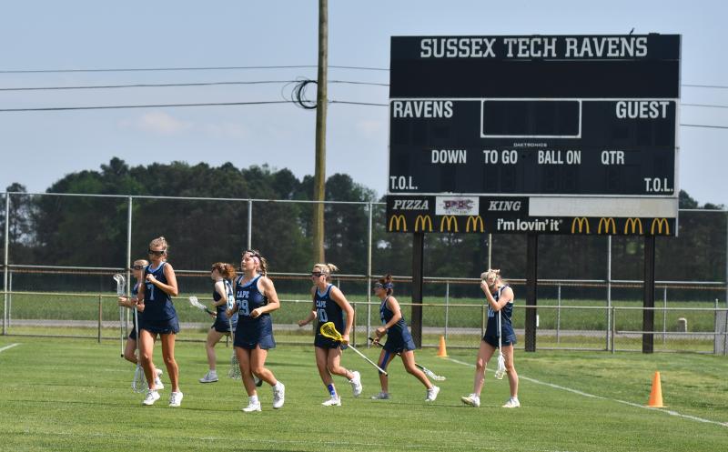 Cape runs the roster and clock at Sussex Tech, but the scoreboard is blank.