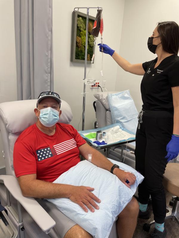 Anthony Palermo receives treatment.