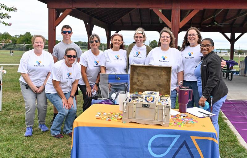 Representing the Allen Cancer Center (TidalHealth) in Seaford are (l-r) Kim Corkran, Meredith Phillips Woodard, Noah Melton Daniel, Angela Campo Daniel, Stacey Dean, Heather Demastus, Jill Tyler, Katrina (Kat) Antezana and Ratrina Pratt Harrison.