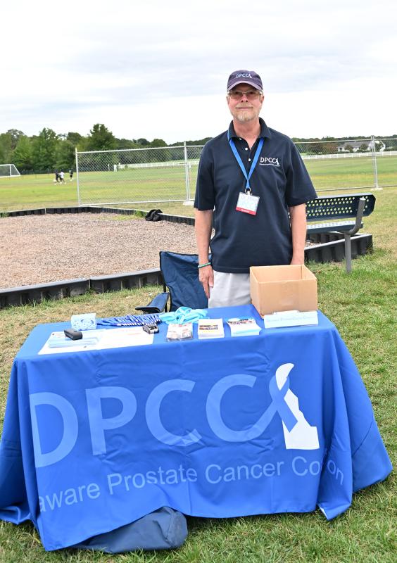 Giving information at the Delaware Prostate Cancer Coalition booth is Dr. Michael Mulligan.
