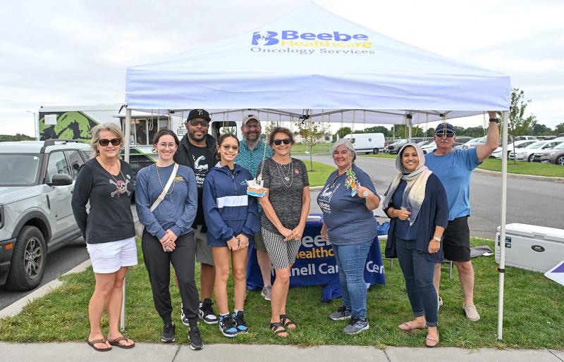 Representing Beebe Healthcare Oncology Services are Michele Fletcher, Kate Crombie, Oncology Director Maurice Winkfield, Sophia Winkfield, Dr. Owen Thomas, Doreen Steeley, Jeanne Grosser, Dr. Bushra Waseem and Ray Fletcher.