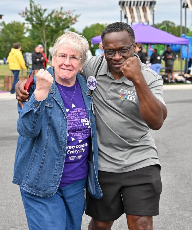 Ready to fight cancer are Sherri Wix, left, and Coast TV’s Paul Williams.