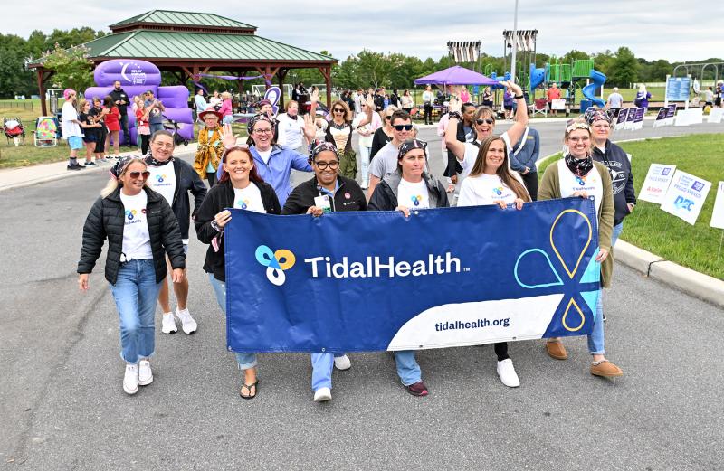 The team from Allen Cancer Center (TidalHealth) in Seaford walks the Circle of Hope.