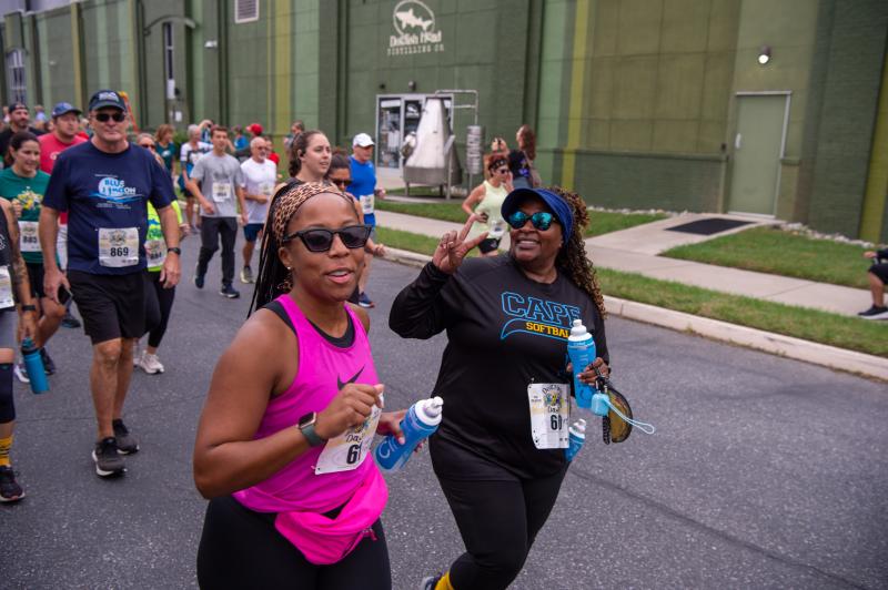 Latoya Bonville and Tenesha Duffy ease on down the road of Dogfish Dash.
