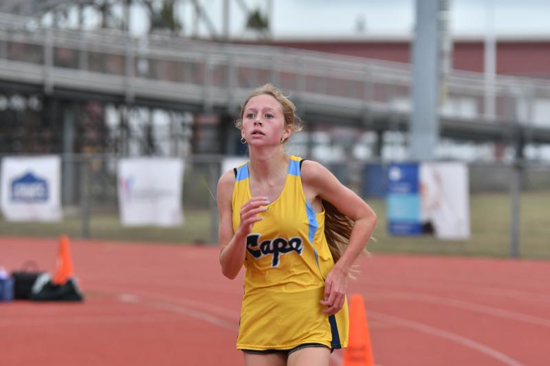 Bree Terhune of Mariner Middle wins the girls’ title in 12:08 at the first cross country meet of the season. DAVE FREDERICK PHOTOS