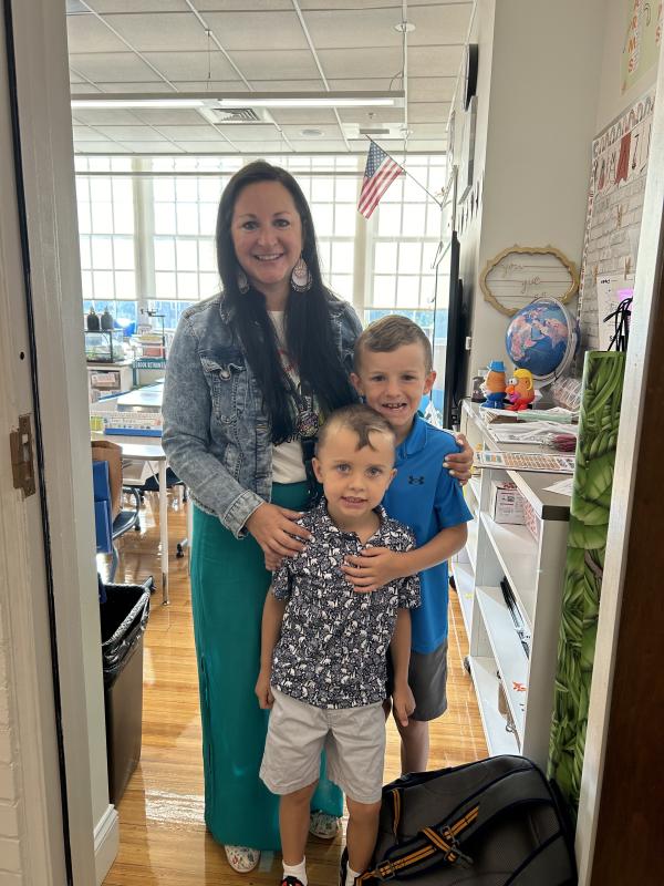 Milton Elementary second grade teacher Lauren Graves with her children, kindergartener Brody Graves and second grader Parker Graves. OLGA TIGUE PHOTO