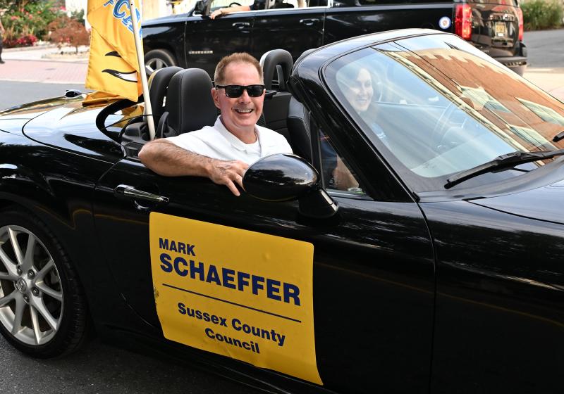 Sussex County Council’s Mark Schaeffer rides in the parade.
