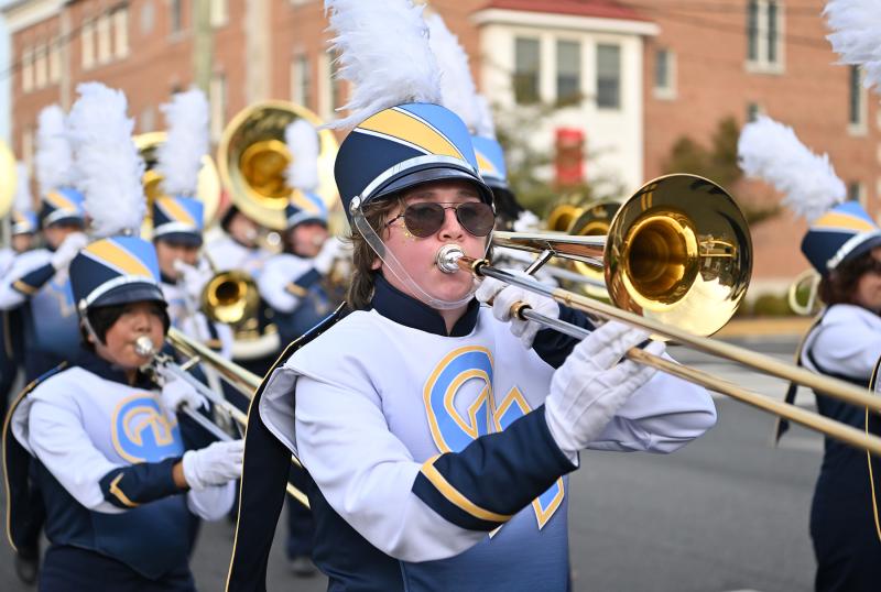CJ Schaffer plays trombone with the Cape marching band.
