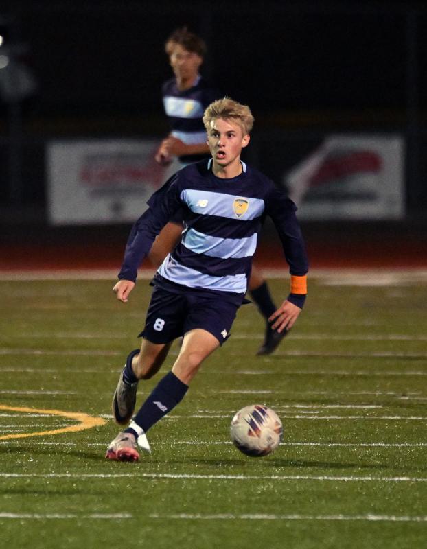 Cape midfielder Seth Benjamin sets up an offensive play.