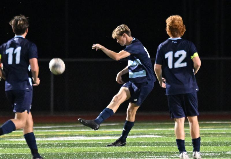 Cape defender Lawson Whaley clears the ball from the CR offensive zone.